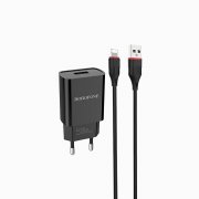 Превью Сетевое зарядное устройство Borofone BA20A Sharp USB с кабелем для Apple Lightning (черное) &mdash; 5