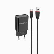 Превью Сетевое зарядное устройство Borofone BA20A Sharp USB с кабелем Type-C (черное) — 5