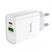 Сетевое зарядное устройство Hoco C80A USB/Type-C (белое)